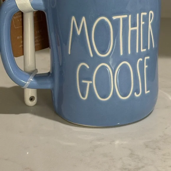 Rae Dunn Blue and White MOTHER GOOSE Mug with Spoon - Picture 3 of 8
